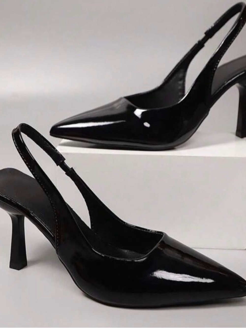 Classic Black Patent Slingback Pumps